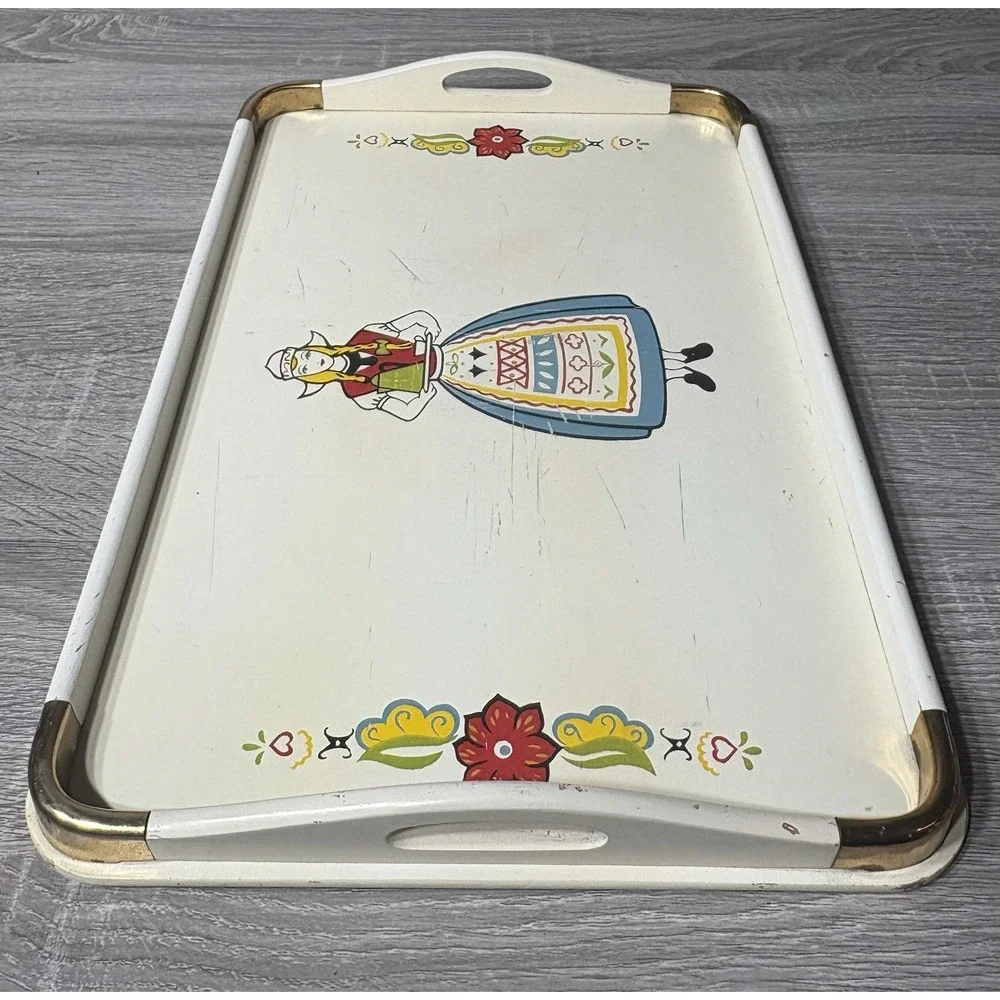 Vintage Hand Painted Wooden Serving Tray 17